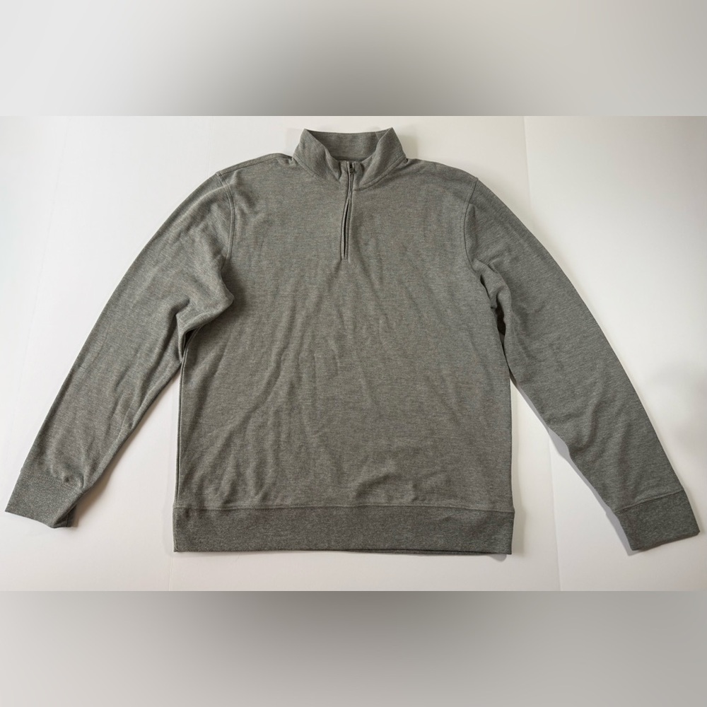 NWT Sonoma Men’s Essential Pique Quarter-Zip Heather Gray Size L